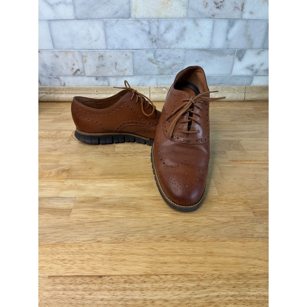 Cole Haan Zerogrand Wingtip Oxford Mens 12 Brown Leather Brogue Shoes C29411